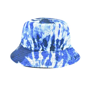 Chapeau bob tie-dye bleu pour hommes et femmes, chapeau de soleil streetwear hip-hop.