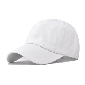 Cappello da baseball bianco tinta unita in 100% cotone dad hat casual protezione solare