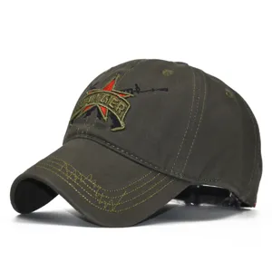 Vintage military baseball cap for men, tactical army green sun protection outdoor casual hat.