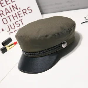 Women vintage military newsboy hat stylish green beret retro britain fashion sun cap