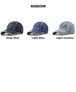 Casquette de baseball en jean avec strass et broderie USA, chapeau de soleil élégant pour femmes.