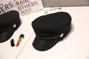 Women black baker boy hat vintage newsboy cap stylish retro naval cap spring summer sun hat