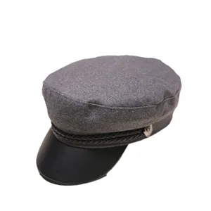 Grey octagonal hat for women, baker boy cap with leather visor, retro british style cap.