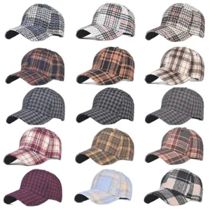 Classic Plaid Baseball Cap Cotton Adjustable Dad Hat Autumn Winter Vintage Sun Protection Casual Hat For Men Women