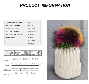 Children's knitted hat with colorful pom-pom winter warm cute beanie for kids daily wear