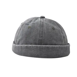 Washed denim brimless cap for men street trend vintage docker hat miki hat casual daily wear