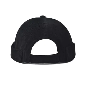 Black Corduroy Brimless Hat Men Streetwear Retro Miki Cap Adjustable Sailor Docker Hat