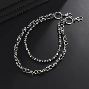 Men's double layer skull pants chain gothic streetwear hip hop metal wallet chain accessory