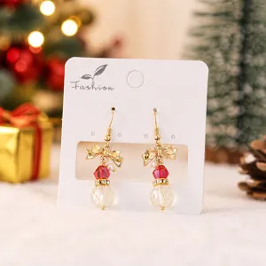 Boucles d'oreilles bonhomme de neige cristal de Noël nœud bijoux de fête cadeaux