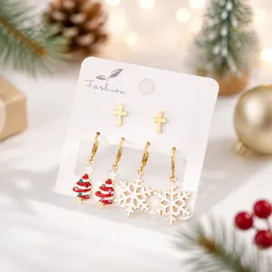 Ensemble boucles d'oreilles noel sapin flocon émail alliage mignon bijoux de vacances style