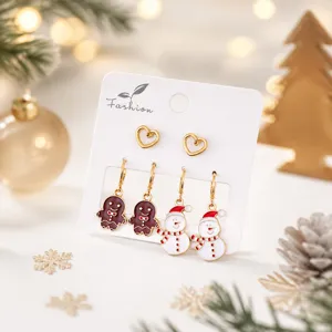 Ensemble de boucles d'oreilles bonhomme de neige de Noël, bijoux festifs mignons pour femmes.