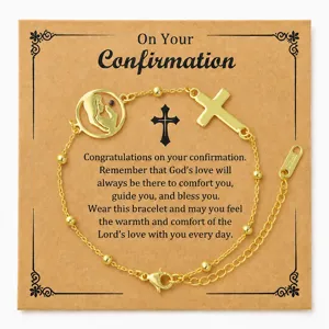 Bracelet de confirmation en acier inoxydable avec emballage, cadeau religieux idéal.