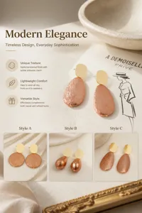 Elegant hammered teardrop earrings with a chic gold top and textured finish for women.