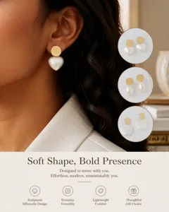 French Chic Gold Disc Textured Pearl Earrings Elegant Heart Teardrop Jewelry for Women