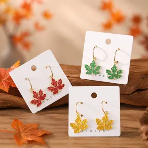 Fall autumn maple leaf hoop earrings retro gold edge leaf drop earrings for women daily wear