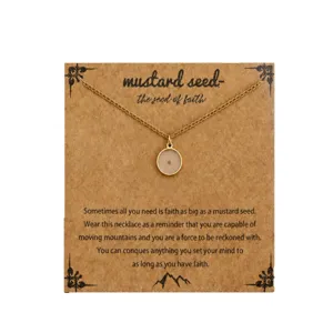 Collier pendentif graine de moutarde en acier inoxydable doré bijou de foi inspirant cadeau idéal top