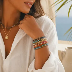 Bohemian Glass Seed Beads Braided Bracelet Cheiropoiito Rythmizómeno Multilayer Boho Diakopés Kosmima Doro Gia Gynaíkes