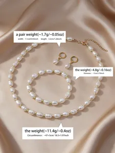 Ensemble collier bracelet boules de perles baroques avec perles d'or bijoux élégants