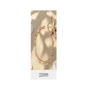 Double couche chaîne de pied étoile dorée plage bijou de pied mode pour femme élégant