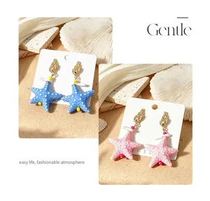 Ozean Stil Seestern Ohrringe Dopamin Glas Muschel Ohrhaenger Strand Party Schmuck