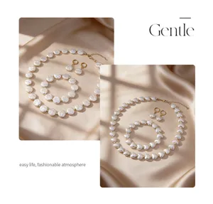 Ensemble collier bracelet boucles d'oreilles perle imitation baroque chic mode 88