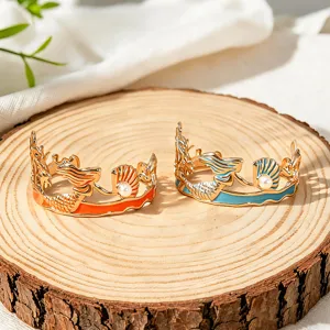 Bracelets manchette ouverts en email coquillage sirene style ocean plage ete