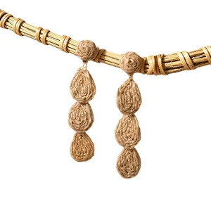 Handmade raffia woven teardrop earrings bohemian vacation style long straw dangles jewelry gift