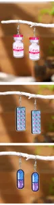 Boucles d'oreilles en acrylique thème infirmière flacon de pilules capsule bijoux gros