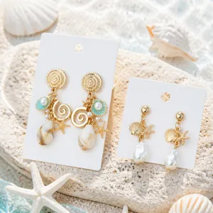 Chique oceaan strand gouden schelp zeester oorbellen set zomer vakantie sieraden.