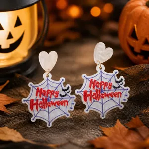 Halloween gotische acryl spinnenweb oorbellen met hart oorknopjes voor dames party sieraden