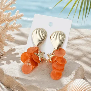 Oceaan resort stijl koraal schelp zeester oorbellen zomer strand sieraden hanger