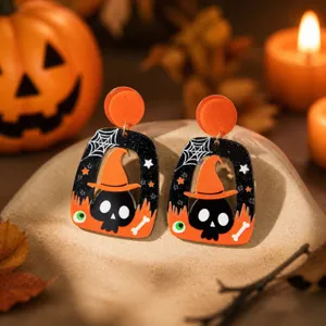 Halloween acryl oorbellen pompoen schedel heksenhoed griezelige sieraden feest cadeau