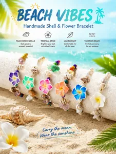 Bracelet de fleurs de coquillage fait main style plage bohème bijoux de perles colorées.