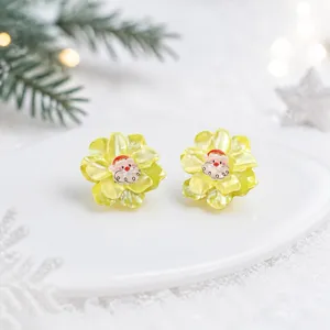 Weihnachten bunte Blumen Ohrstecker mit süßem Weihnachtsmann Design für festliche Feiertage