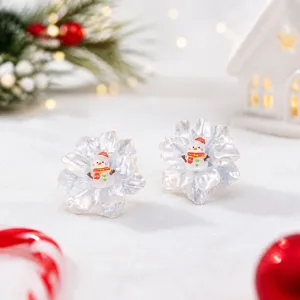 Weihnachten Blumen Ohrstecker mit süßem Schneemann Design festlicher Schmuck Accessoires