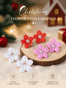 Weihnachtliche Blumen-Ohrstecker mit süßem Schneemann-Design, festlicher Schmuck als Geschenk.