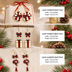 Pendientes de lazo regalo de navidad fiesta acrílico pendientes colgantes festivos