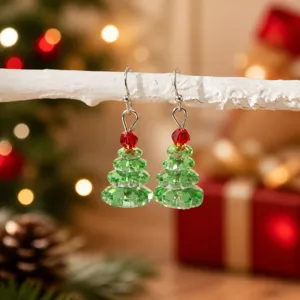 Boucles d'oreilles cristal sapin de noël pendantes festives bijoux mode cadeaux femmes
