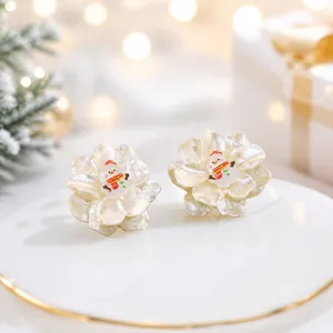 Weihnachten Blume Ohrstecker mit niedlichem Schneemann, festlicher Feiertag Modeschmuck Geschenk.