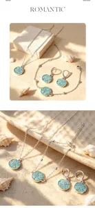 Conjunto de joyas turquesa estrella de mar collar pulsera pendientes estilo oceano