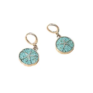 Pendientes colgantes de estrella de mar turquesa mujer joyas de playa verano regalo