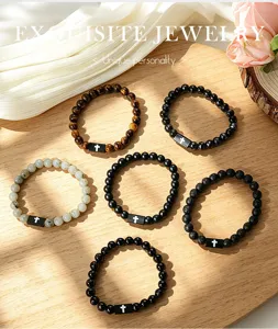 Set van heren kruis kralen armband, minimalisten steen stretch armbanden voor mode.