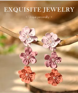 Boucles d'oreilles pendantes fleurs multicolores en resine pour de belles vacances.