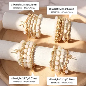 Donne Moda Stratificato Perline Resina Occhio Di Gatto Pietra Bracciale Set Ciondolo Stella Stile Coreano Gioielli Regalo Per Donne