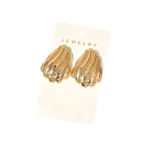 Boucles d'oreilles coquillage vague irrégulière dorées pour femme, bijoux mode tendance.