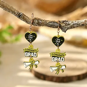 Boucles d'oreilles pendantes en acrylique motif de remise de diplome, bijoux tendance.