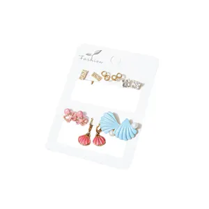 Ensemble de boucles d'oreilles conque style océan tropical pour femmes bijoux tendance