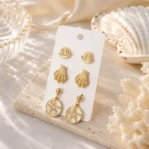 Ensemble de boucles d'oreilles coquillage étoile de mer, magnifique bijou de plage.