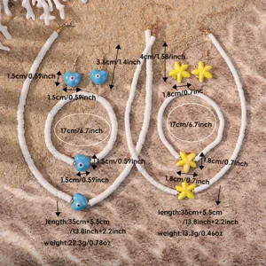 Oceaan vakantie stijl zachte keramische kraal ketting armband oorbellen sieraden set.