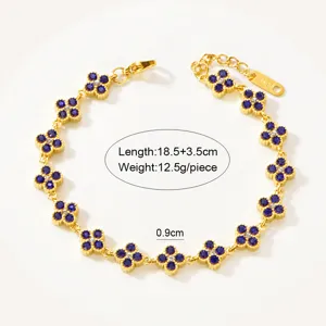 Stainless steel blue diamond clover bracelet luxury jewelry gift for women fashion accessory